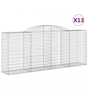 vidaXL Arched Gabion Baskets 13 pcs 300x50x120/140 cm Galvanised Iron