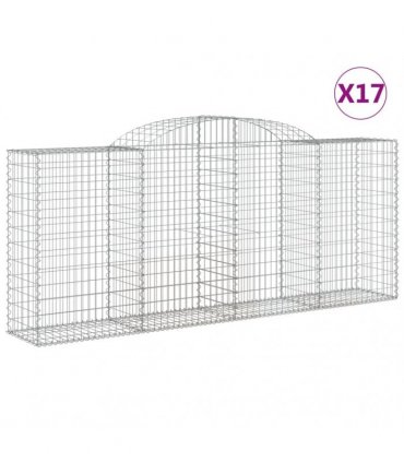 vidaXL Arched Gabion Baskets 17 pcs 300x50x120/140 cm Galvanised Iron