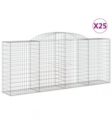 vidaXL Arched Gabion Baskets 25 pcs 300x50x120/140 cm Galvanised Iron
