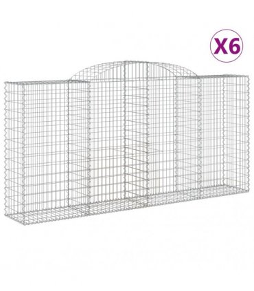 vidaXL Arched Gabion Baskets 6 pcs 300x50x140/160 cm Galvanised Iron