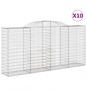 vidaXL Arched Gabion Baskets 10 pcs 300x50x140/160 cm Galvanised Iron