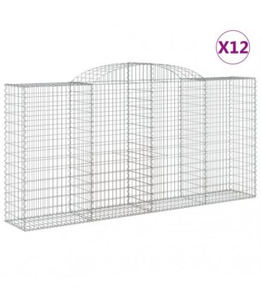 vidaXL Arched Gabion Baskets 12 pcs 300x50x140/160 cm Galvanised Iron