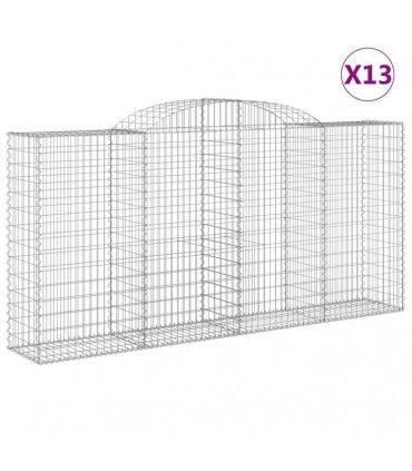 vidaXL Arched Gabion Baskets 13 pcs 300x50x140/160 cm Galvanised Iron