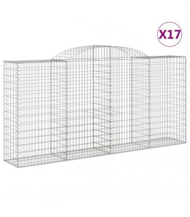 vidaXL Arched Gabion Baskets 17 pcs 300x50x140/160 cm Galvanised Iron