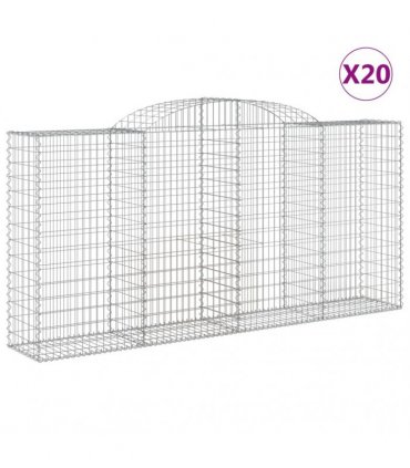 vidaXL Arched Gabion Baskets 20 pcs 300x50x140/160 cm Galvanised Iron