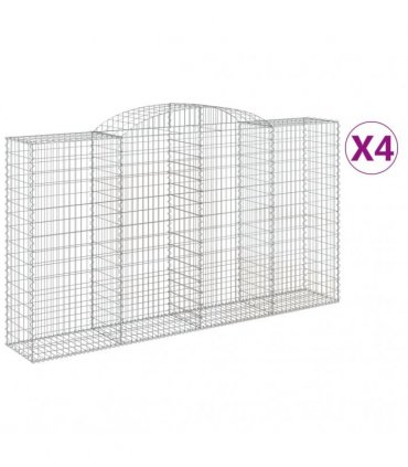 vidaXL Arched Gabion Baskets 4 pcs 300x50x160/180 cm Galvanised Iron