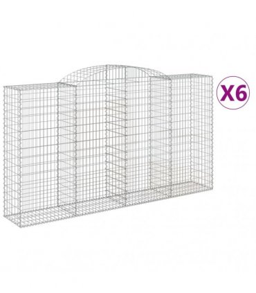 vidaXL Arched Gabion Baskets 6 pcs 300x50x160/180 cm Galvanised Iron