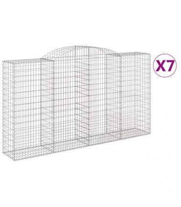 vidaXL Arched Gabion Baskets 7 pcs 300x50x160/180 cm Galvanised Iron