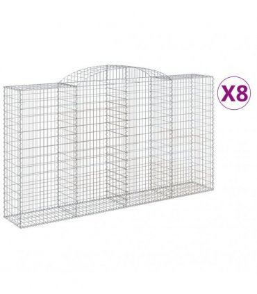 vidaXL Arched Gabion Baskets 8 pcs 300x50x160/180 cm Galvanised Iron