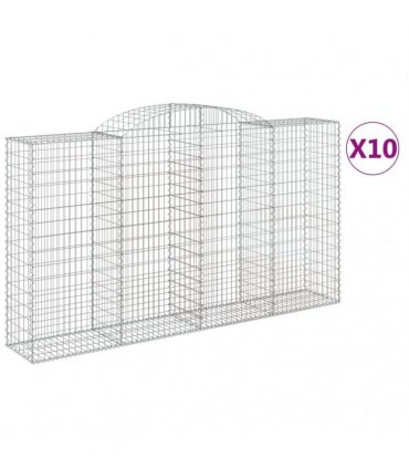 vidaXL Arched Gabion Baskets 10 pcs 300x50x160/180 cm Galvanised Iron