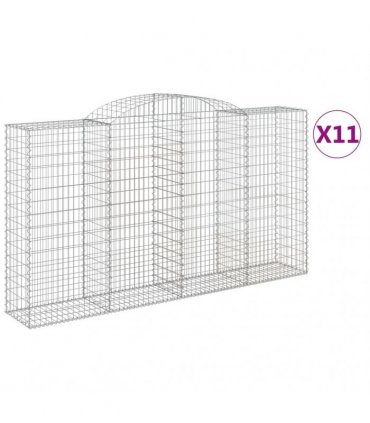 vidaXL Arched Gabion Baskets 11 pcs 300x50x160/180 cm Galvanised Iron