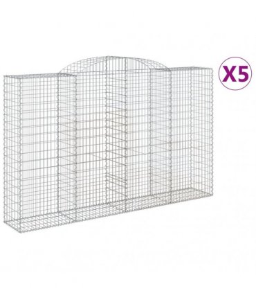 vidaXL Arched Gabion Baskets 5 pcs 300x50x180/200 cm Galvanised Iron