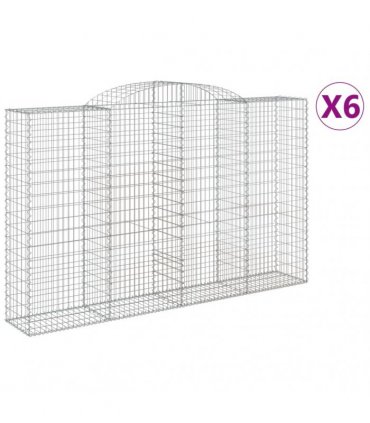vidaXL Arched Gabion Baskets 6 pcs 300x50x180/200 cm Galvanised Iron