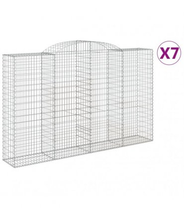 vidaXL Arched Gabion Baskets 7 pcs 300x50x180/200 cm Galvanised Iron