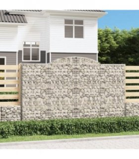 vidaXL Arched Gabion Baskets 9 pcs 300x50x180/200 cm Galvanised Iron