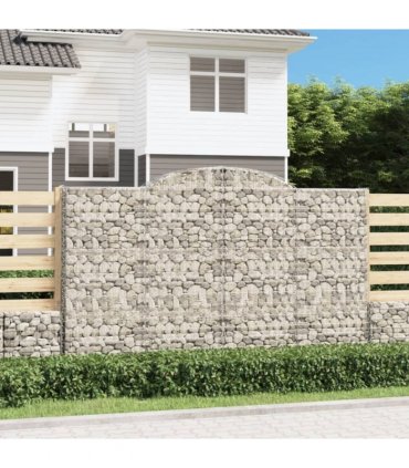 vidaXL Arched Gabion Baskets 9 pcs 300x50x180/200 cm Galvanised Iron
