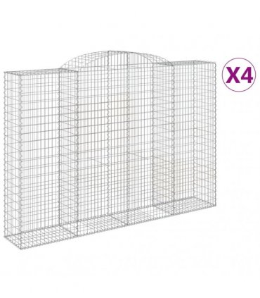 vidaXL Arched Gabion Baskets 4 pcs 300x50x200/220 cm Galvanised Iron