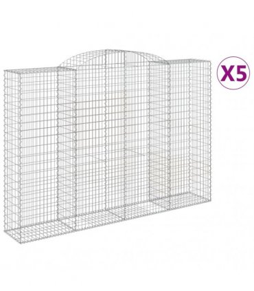 vidaXL Arched Gabion Baskets 5 pcs 300x50x200/220 cm Galvanised Iron