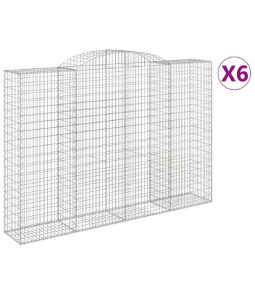 vidaXL Arched Gabion Baskets 6 pcs 300x50x200/220 cm Galvanised Iron