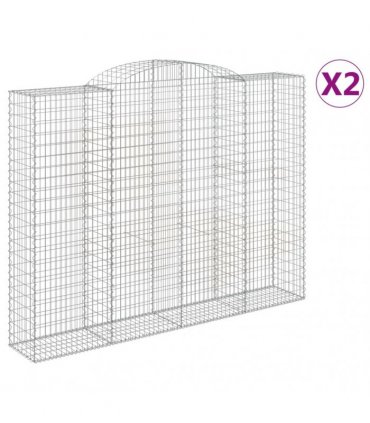 vidaXL Arched Gabion Baskets 2 pcs 300x50x220/240 cm Galvanised Iron