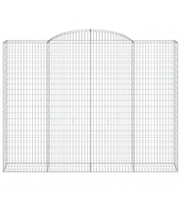 vidaXL Arched Gabion Baskets 2 pcs 300x50x220/240 cm Galvanised Iron
