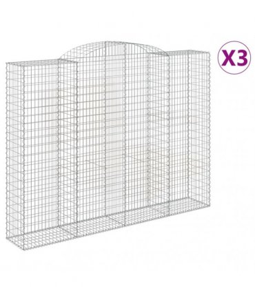 vidaXL Arched Gabion Baskets 3 pcs 300x50x220/240 cm Galvanised Iron