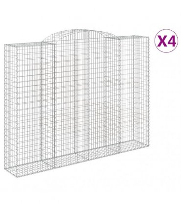 vidaXL Arched Gabion Baskets 4 pcs 300x50x220/240 cm Galvanised Iron