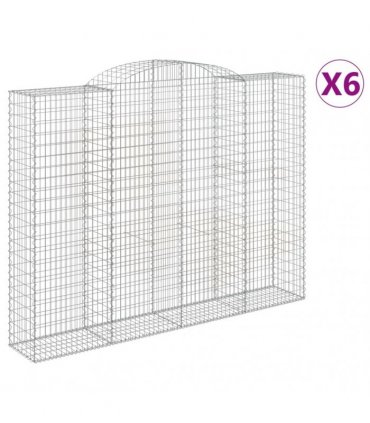 vidaXL Arched Gabion Baskets 6 pcs 300x50x220/240 cm Galvanised Iron
