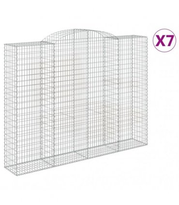 vidaXL Arched Gabion Baskets 7 pcs 300x50x220/240 cm Galvanised Iron