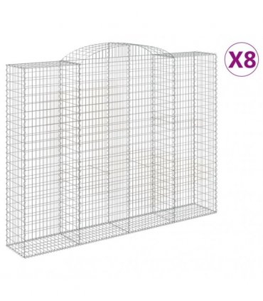 vidaXL Arched Gabion Baskets 8 pcs 300x50x220/240 cm Galvanised Iron