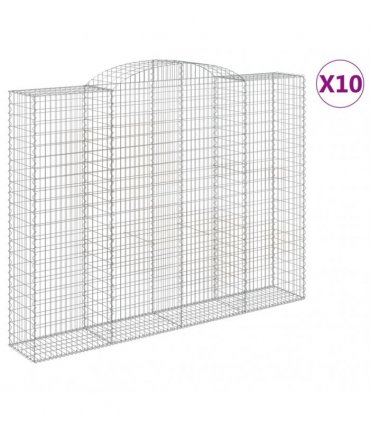 vidaXL Arched Gabion Baskets 10 pcs 300x50x220/240 cm Galvanised Iron