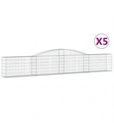 vidaXL Arched Gabion Baskets 5 pcs 400x30x60/80 cm Galvanised Iron