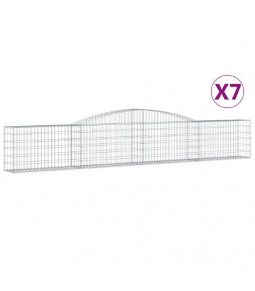 vidaXL Arched Gabion Baskets 7 pcs 400x30x60/80 cm Galvanised Iron