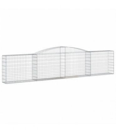 vidaXL Arched Gabion Baskets 15 pcs 400x30x80/100 cm Galvanised Iron