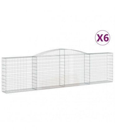 vidaXL Arched Gabion Baskets 6 pcs 400x30x100/120 cm Galvanised Iron