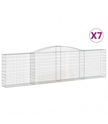 vidaXL Arched Gabion Baskets 7 pcs 400x30x100/120 cm Galvanised Iron