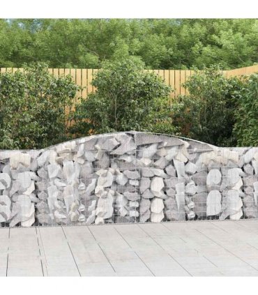 vidaXL Arched Gabion Baskets 8 pcs 400x30x100/120 cm Galvanised Iron