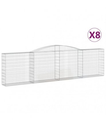 vidaXL Arched Gabion Baskets 8 pcs 400x30x100/120 cm Galvanised Iron