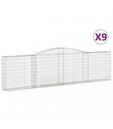 vidaXL Arched Gabion Baskets 9 pcs 400x30x100/120 cm Galvanised Iron
