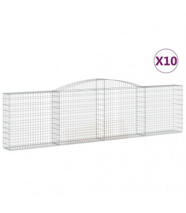 vidaXL Arched Gabion Baskets 10 pcs 400x30x100/120 cm Galvanised Iron