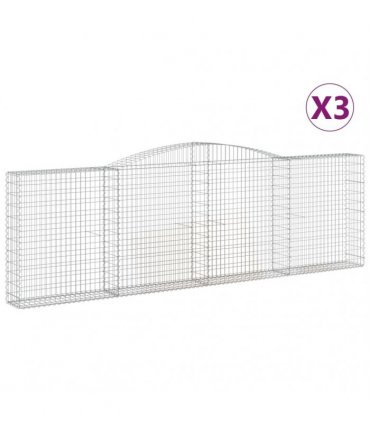 vidaXL Arched Gabion Baskets 3 pcs 400x30x120/140 cm Galvanised Iron