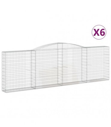 vidaXL Arched Gabion Baskets 6 pcs 400x30x120/140 cm Galvanised Iron