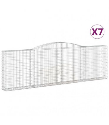 vidaXL Arched Gabion Baskets 7 pcs 400x30x120/140 cm Galvanised Iron