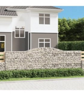 vidaXL Arched Gabion Baskets 8 pcs 400x30x120/140 cm Galvanised Iron