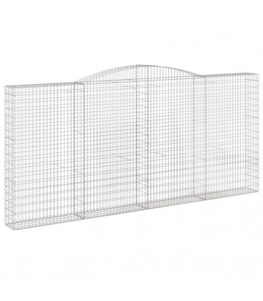 vidaXL Arched Gabion Baskets 2 pcs 400x30x180/200 cm Galvanised Iron