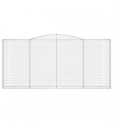 vidaXL Arched Gabion Baskets 2 pcs 400x30x180/200 cm Galvanised Iron