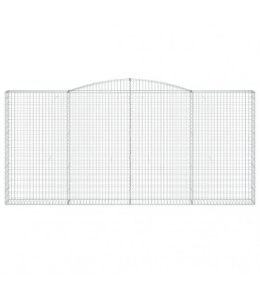 vidaXL Arched Gabion Baskets 4 pcs 400x30x180/200 cm Galvanised Iron