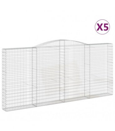 vidaXL Arched Gabion Baskets 5 pcs 400x30x180/200 cm Galvanised Iron