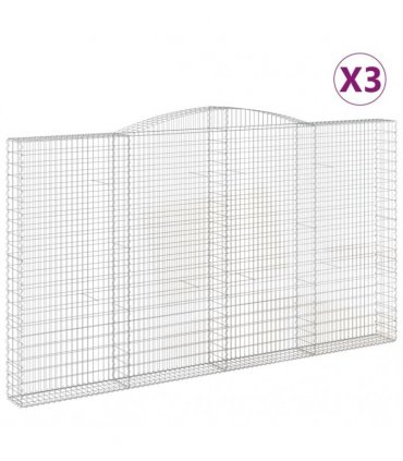 vidaXL Arched Gabion Baskets 3 pcs 400x30x220/240 cm Galvanised Iron
