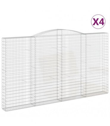 vidaXL Arched Gabion Baskets 4 pcs 400x30x220/240 cm Galvanised Iron